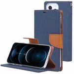 For iPhone 13 Pro GOOSPERY CANVAS DIARY Cross Texture Horizontal Flip Leather Case with Holder& Card Slots & Wallet (Navy Blue)