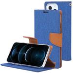 For iPhone 13 Pro Max GOOSPERY CANVAS DIARY Cross Texture Horizontal Flip Leather Case with Holder& Card Slots & Wallet (Blue)