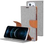 For iPhone 13 Pro Max GOOSPERY CANVAS DIARY Cross Texture Horizontal Flip Leather Case with Holder& Card Slots & Wallet (Grey)