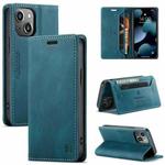 For iPhone 13 mini AutSpace A01 Retro Skin-feel Crazy Horse Texture Horizontal Flip Leather Case with Holder & Card Slots & Wallet & RFID (Blue)