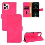 For iPhone 13 Pro Max Solid Color Skin Feel Magnetic Buckle Horizontal Flip Calf Texture PU Leather Case with Holder & Card Slots & Wallet (Rose Red)