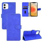 For iPhone 13 mini Solid Color Skin Feel Magnetic Buckle Horizontal Flip Calf Texture PU Leather Case with Holder & Card Slots & Wallet (Blue)