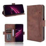 For T-Mobile REVVL V+ 5G Skin Feel Calf Pattern Horizontal Flip Leather Case with Holder & Card Slots & Photo Frame(Brown)