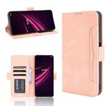 For T-Mobile REVVL V+ 5G Skin Feel Calf Pattern Horizontal Flip Leather Case with Holder & Card Slots & Photo Frame(Pink)