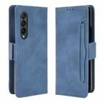 For Samsung Galaxy Z Fold3 5G Skin Feel Calf Pattern Horizontal Flip Leather Case with Holder & Card Slots & Photo Frame(Blue)
