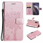 Tree & Cat Pattern Pressed Printing Horizontal Flip PU Leather Case with Holder & Card Slots & Wallet & Lanyard For OnePlus Nord CE 5G(Rose Gold)