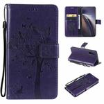 Tree & Cat Pattern Pressed Printing Horizontal Flip PU Leather Case with Holder & Card Slots & Wallet & Lanyard For OnePlus Nord CE 5G(Purple)