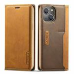 For iPhone 13 LC.IMEEKE LC-001 Series PU + TPU Color Matching Frosted Horizontal Flip Leather Case with Holder & Card Slot(Brown)