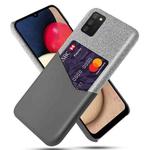 For Samsung Galaxy A02s Cloth Texture PC + PU Leather Back Cover Shockproof Case with Card Slot(Grey)