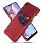 For Samsung Galaxy A10s Cloth Texture PC + PU Leather Back Cover Shockproof Case with Card Slot(Red)