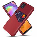 For Samsung Galaxy A31 Cloth Texture PC + PU Leather Back Cover Shockproof Case with Card Slot(Red)
