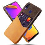 For Samsung Galaxy M10s Cloth Texture PC + PU Leather Back Cover Shockproof Case with Card Slot(Orange)