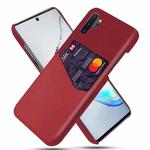 For Samsung Galaxy M80s Cloth Texture PC + PU Leather Back Cover Shockproof Case with Card Slot(Red)