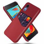 For Samsung Galaxy A2 Core Cloth Texture PC + PU Leather Back Cover Shockproof Case with Card Slot(Red)