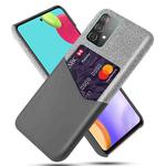 For Samsung Galaxy A52 5G Cloth Texture PC + PU Leather Back Cover Shockproof Case with Card Slot(Grey)