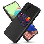 For Samsung Galaxy A71 5G Cloth Texture PC + PU Leather Back Cover Shockproof Case with Card Slot(Black)