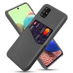For Samsung Galaxy A71 5G Cloth Texture PC + PU Leather Back Cover Shockproof Case with Card Slot(Grey)