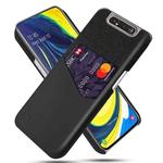 For Samsung Galaxy A80 Cloth Texture PC + PU Leather Back Cover Shockproof Case with Card Slot(Black)