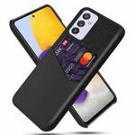 For Samsung Galaxy A82 5G Cloth Texture PC + PU Leather Back Cover Shockproof Case with Card Slot(Black)