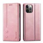 For iPhone 12 / 12 Pro Forwenw F2 Series Magnetic Horizontal Flip Leather Case with Holder & Card Slots & Wallet(Rose Gold)