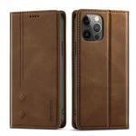 For iPhone 12 Pro Max Forwenw F2 Series Magnetic Horizontal Flip Leather Case with Holder & Card Slots & Wallet(Brown)