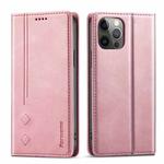 For iPhone 12 Pro Max Forwenw F2 Series Magnetic Horizontal Flip Leather Case with Holder & Card Slots & Wallet(Rose Gold)