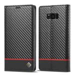 LC.IMEEKE Carbon Fiber PU + TPU Horizontal Flip Leather Case with Holder & Card Slot & Wallet For Samsung Galaxy S8+(Horizontal Black)