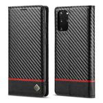 LC.IMEEKE Carbon Fiber PU + TPU Horizontal Flip Leather Case with Holder & Card Slot & Wallet For Samsung Galaxy S20 FE(Horizontal Black)
