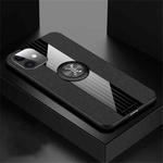 For iPhone 11 XINLI Stitching Cloth Textue Shockproof TPU Protective Case with Ring Holder(Black)