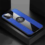 For iPhone 11 XINLI Stitching Cloth Textue Shockproof TPU Protective Case with Ring Holder(Blue)