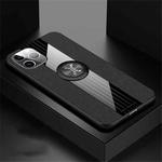 For iPhone 11 Pro XINLI Stitching Cloth Textue Shockproof TPU Protective Case with Ring Holder(Black)