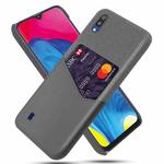 For Samsung Galaxy M10 Cloth Texture PC + PU Leather Back Cover Shockproof Case with Card Slot(Grey)