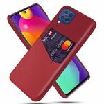 For Samsung Galaxy M62 Cloth Texture PC + PU Leather Back Cover Shockproof Case with Card Slot(Red)