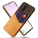 For Samsung Galaxy Note20 Ultra 5G Cloth Texture PC + PU Leather Back Cover Shockproof Case with Card Slot(Orange)