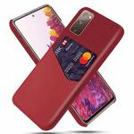 For Samsung Galaxy S20 FE 5G Cloth Texture PC + PU Leather Back Cover Shockproof Case with Card Slot(Red)