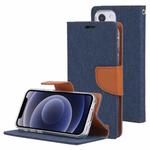 For iPhone 13 mini GOOSPERY CANVAS DIARY Canvas Texture Horizontal Flip PU Leather Case with Holder & Card Slots & Wallet (Navy Blue)