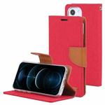 For iPhone 13 GOOSPERY CANVAS DIARY Canvas Texture Horizontal Flip PU Leather Case with Holder & Card Slots & Wallet(Red)