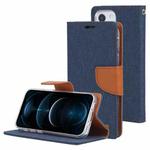 For iPhone 13 GOOSPERY CANVAS DIARY Canvas Texture Horizontal Flip PU Leather Case with Holder & Card Slots & Wallet(Navy Blue)