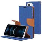 For iPhone 13 GOOSPERY CANVAS DIARY Canvas Texture Horizontal Flip PU Leather Case with Holder & Card Slots & Wallet(Blue)