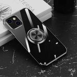 Electroplating Silicone Shockproof Case with Ring Holder For iPhone 13 mini(Black)