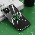 Electroplating Silicone Shockproof Case with Ring Holder For iPhone 13(Green)