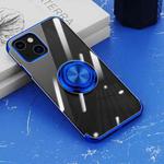 Electroplating Silicone Shockproof Case with Ring Holder For iPhone 13 Pro Max(Blue)