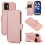 Push Window Double Buckle PU + Silicone Horizontal Flip Leather Case with Holder & Card Slot For iPhone 12 mini(Rose Gold)