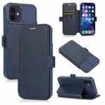 Push Window Double Buckle PU + Silicone Horizontal Flip Leather Case with Holder & Card Slot For iPhone 12 mini(Blue)
