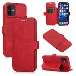 Push Window Double Buckle PU + Silicone Horizontal Flip Leather Case with Holder & Card Slot For iPhone 12(Red)