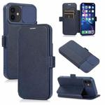 Push Window Double Buckle PU + Silicone Horizontal Flip Leather Case with Holder & Card Slot For iPhone 12(Blue)