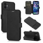 Push Window Double Buckle PU + Silicone Horizontal Flip Leather Case with Holder & Card Slot For iPhone 12(Black)
