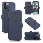 Push Window Double Buckle PU + Silicone Horizontal Flip Leather Case with Holder & Card Slot For iPhone 12 Pro(Blue)