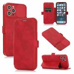 Push Window Double Buckle PU + Silicone Horizontal Flip Leather Case with Holder & Card Slot For iPhone 12 Pro Max(Red)