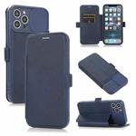 Push Window Double Buckle PU + Silicone Horizontal Flip Leather Case with Holder & Card Slot For iPhone 12 Pro Max(Blue)